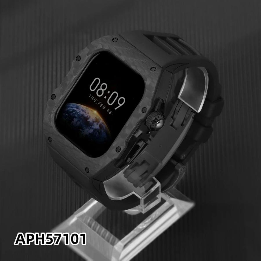 送料無料 apple watch s11 バンド Apple Watch S11バンド Apple watch 10 交換用バンド 46mm Apple Watch S10/S11 42mm 炭素繊維一体型 バンド レザースト_3