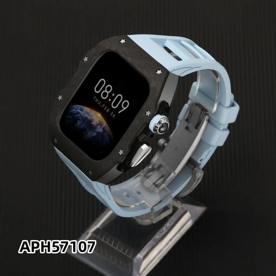 送料無料 apple watch s11 バンド Apple Watch S11バンド Apple watch 10 交換用バンド 46mm Apple Watch S10/S11 42mm 炭素繊維一体型 バンド レザースト_9