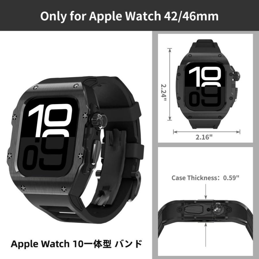 送料無料 Apple Watch s11 一体型 バンド  高級 Apple Watch 10 42MM Apple Watch s11 42MM 46MM  交換 高級感  耐衝撃  一体型 ステンレス交換用バンドApple Waの画像