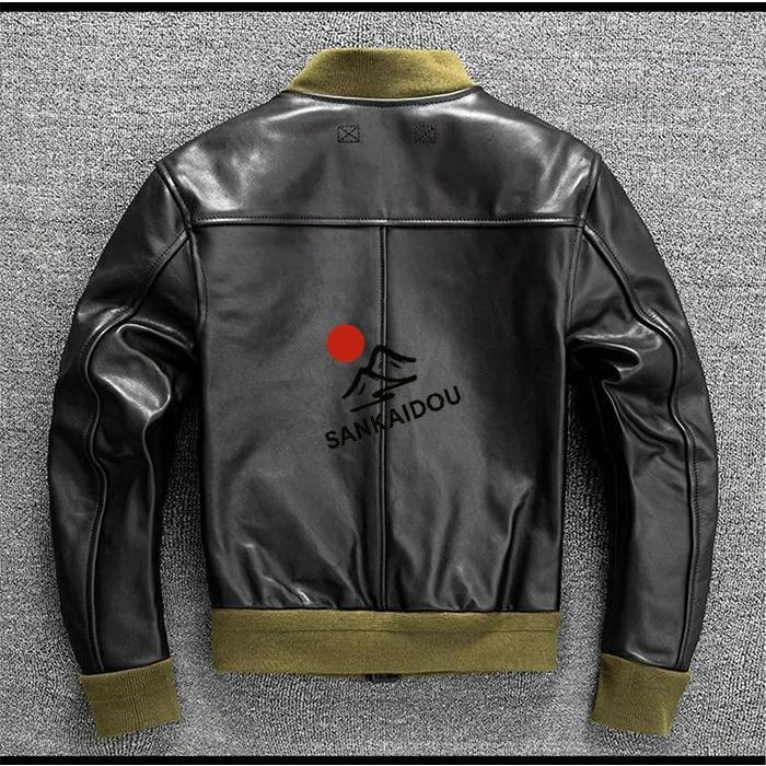 M~4XL 高級感 本革ジャケット メンズ スタジャン 馬革 A1 レザージャケット ショート丈 オイルワックス加工 本革 革ジャン バイクジャケット 細身 スリム ライダの画像