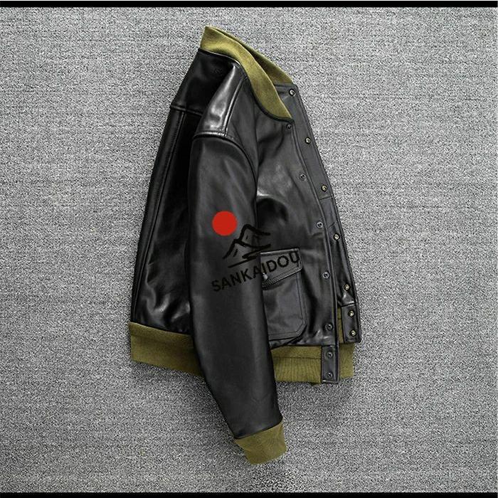 M~4XL 高級感 本革ジャケット メンズ スタジャン 馬革 A1 レザージャケット ショート丈 オイルワックス加工 本革 革ジャン バイクジャケット 細身 スリム ライダの画像
