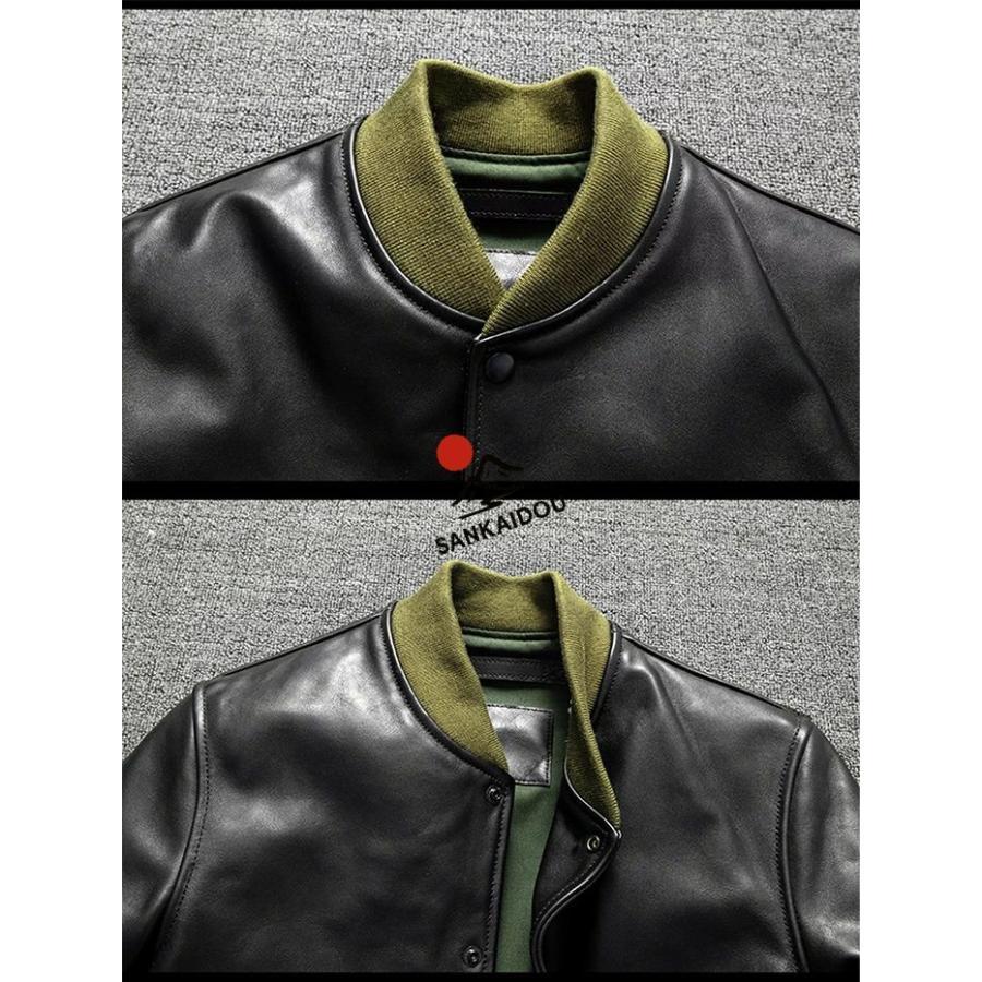 M~4XL 高級感 本革ジャケット メンズ スタジャン 馬革 A1 レザージャケット ショート丈 オイルワックス加工 本革 革ジャン バイクジャケット 細身 スリム ライダの画像