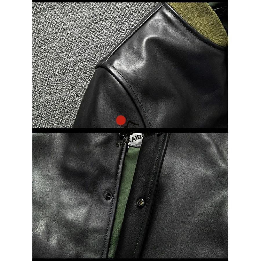 M~4XL 高級感 本革ジャケット メンズ スタジャン 馬革 A1 レザージャケット ショート丈 オイルワックス加工 本革 革ジャン バイクジャケット 細身 スリム ライダの画像