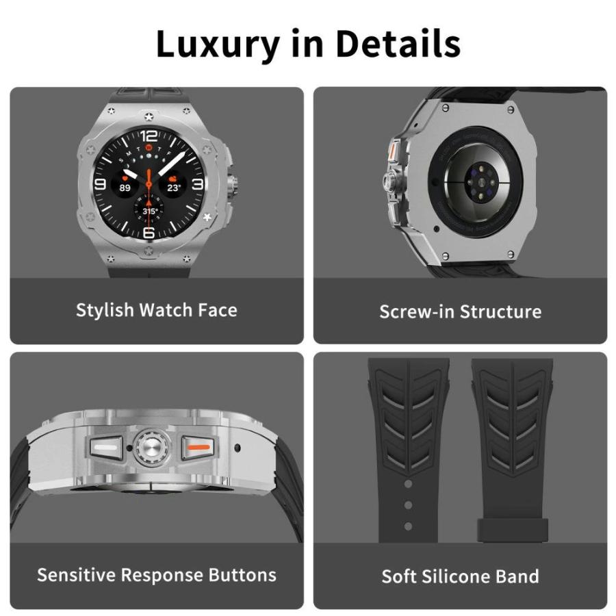 送料無料 galaxy watch Ultra 7 47mm バンド ステンレス 一体型 交換用 バンドカバーバンド プレゼント レザー メンズ galaxy watch 7 Ultra 47mm ステンレス_4