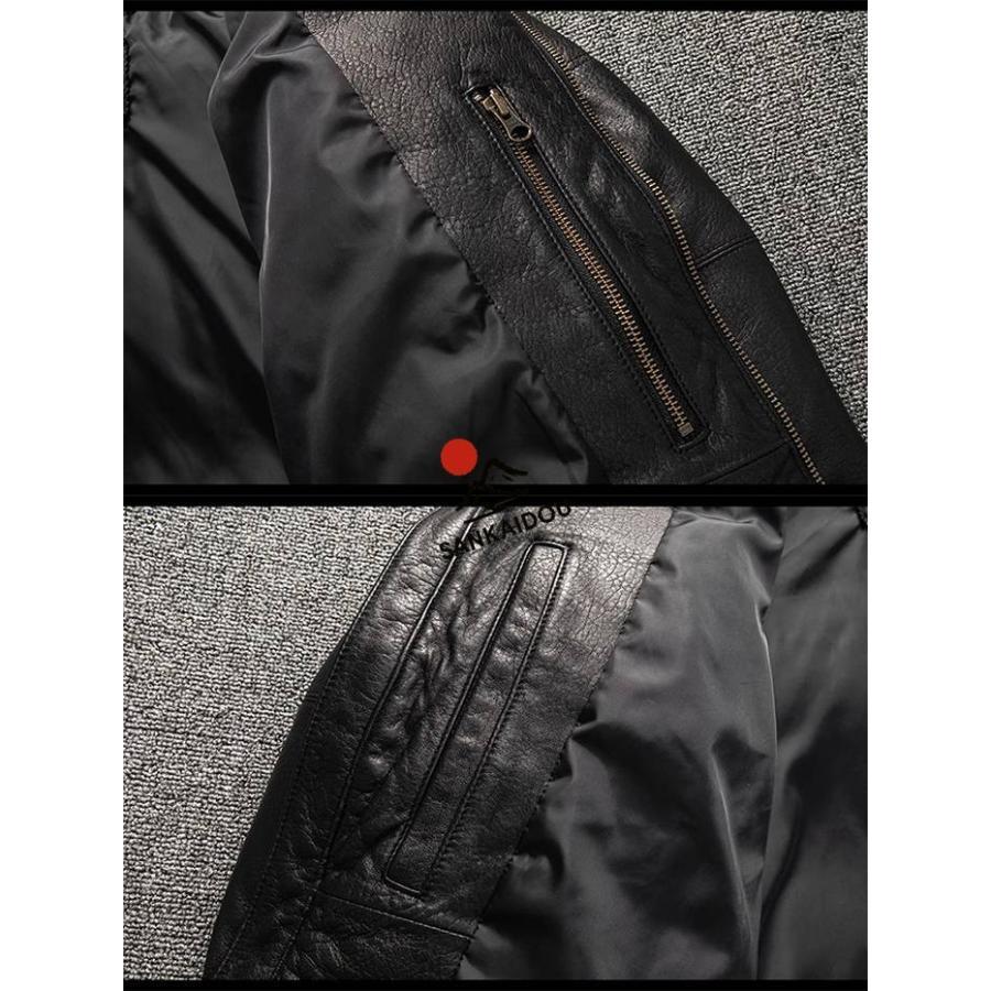 S~5XL 本革ジャケット メンズ ダウンジャケット 羊革 レザージャケット フライトジャケット ダウン90％ 羽毛量約300g 本革 アウター 男性 ライダースジャケットの画像