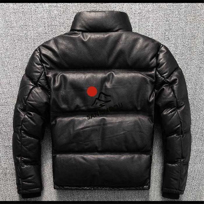 S~5XL 本革ジャケット メンズ ダウンジャケット 羊革 レザージャケット フライトジャケット ダウン90％ 羽毛量約300g 本革 アウター 男性 ライダースジャケットの画像