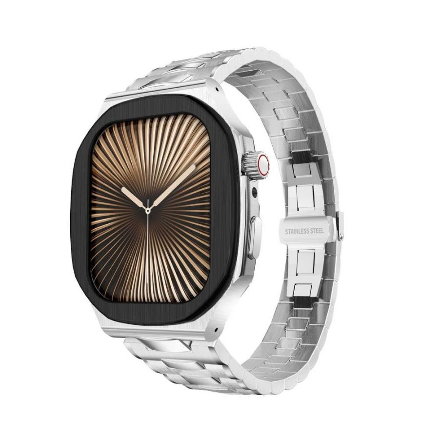 送料無料 Apple Watch s11 一体型 バンド フレーム保護 高級 Apple Watch 10 Apple Watch s10 46MM 高級感  耐衝撃  一体型 交換用 ステンレス  バンド Watch s1の画像