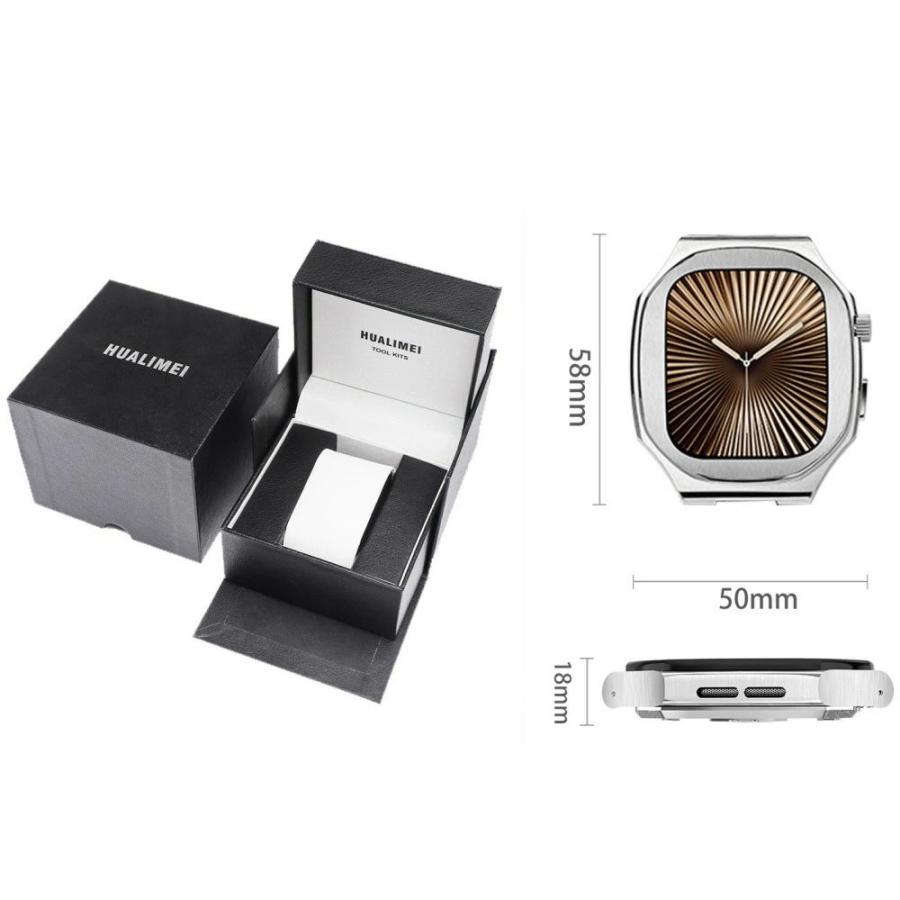 送料無料 Apple Watch s11 一体型 バンド フレーム保護 高級 Apple Watch 10 Apple Watch s10 46MM 高級感  耐衝撃  一体型 交換用 ステンレス  バンド Watch s1の画像
