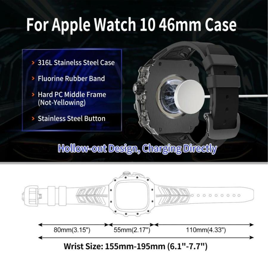 送料無料 Apple Watch s11  ステンレス一体型 バンド フレーム保護 高級 Apple Watch 10 Apple Watch s11 46MM 一体型交換用バンド46mm 交換 高級感  耐衝撃プレの画像