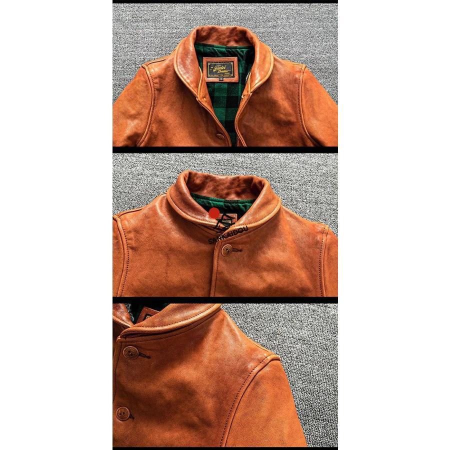 M~5XL 高級感 本革ジャケット メンズ 羊革 レザージャケット ラムレザー フライトジャケット 本革 革ジャン ヴィンテージ加工 バイクジャケット 男性 ライダースの画像