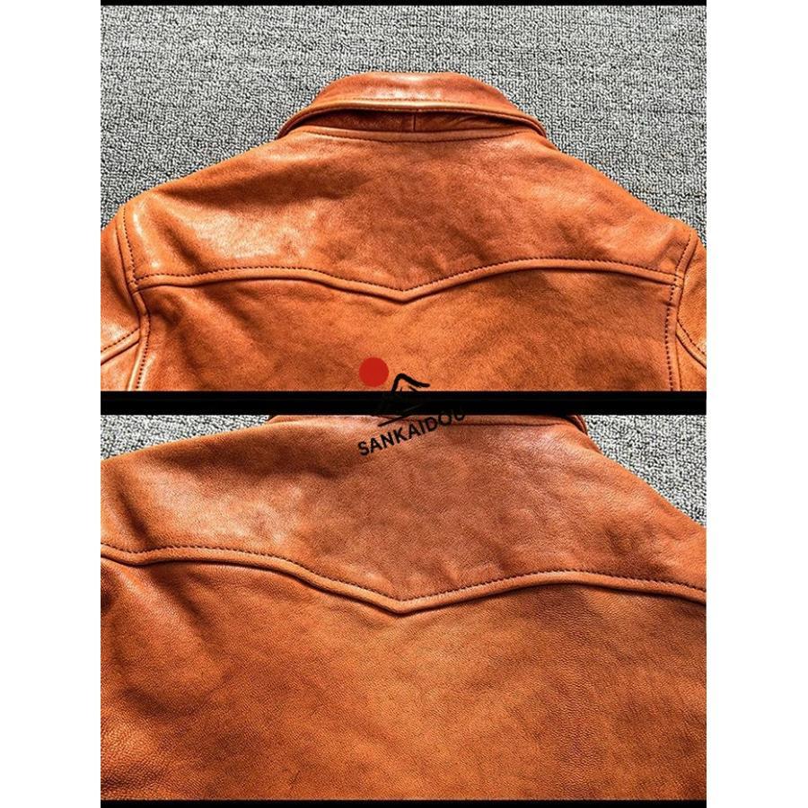 M~5XL 高級感 本革ジャケット メンズ 羊革 レザージャケット ラムレザー フライトジャケット 本革 革ジャン ヴィンテージ加工 バイクジャケット 男性 ライダースの画像