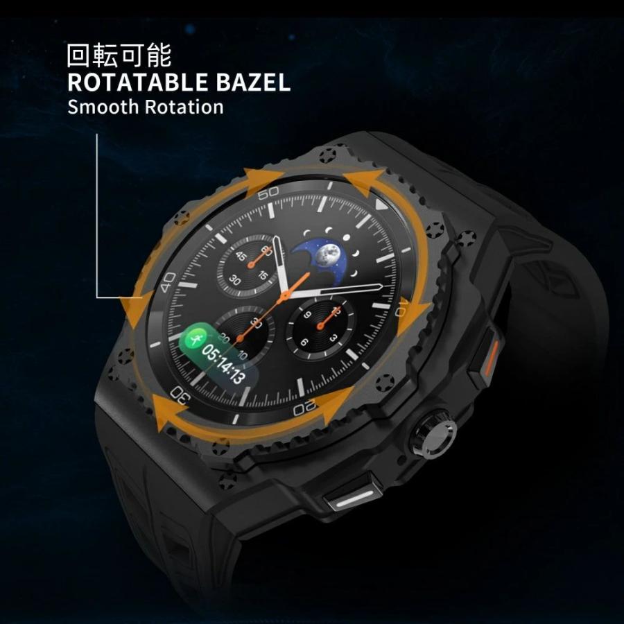送料無料 galaxy watch 8 Classic 46mm バンド ステンレス 一体型 交換用 バンド ブラックカバーバンド プレゼント レザー メンズ galaxy watch 8 46mm バンド_1