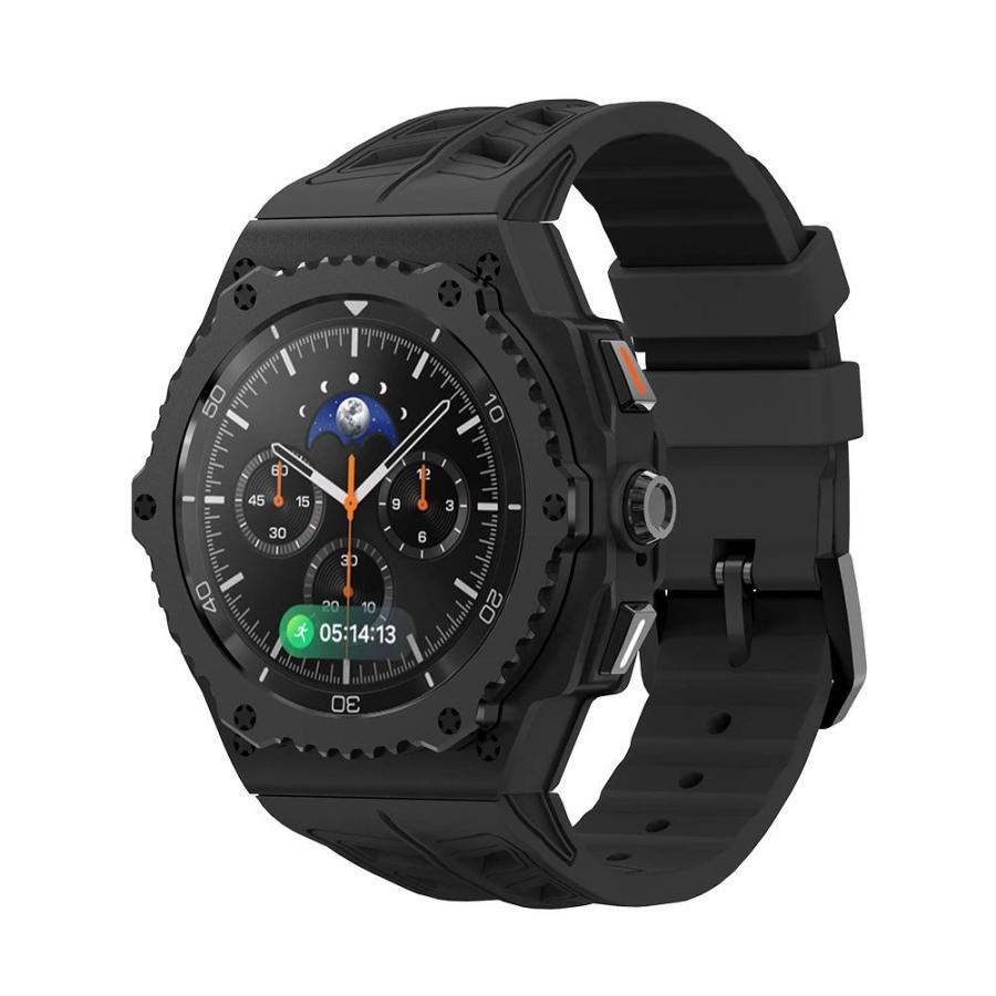 送料無料 galaxy watch 8 44mm バンド ステンレス 一体型 交換用 バンド ブラックカバーバンド プレゼント レザー メンズ galaxy watch 8 44mm バンド galaxy_6