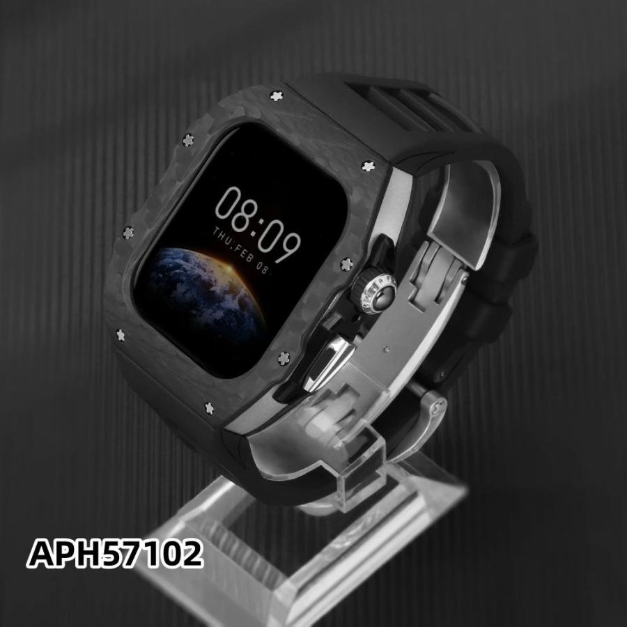 送料無料 apple watch s11 バンド Apple Watch S11バンド Apple watch 11 交換用バンド 46mm Apple Watch S11 42mm 炭素繊維一体型 バンド レザーストラッ_4
