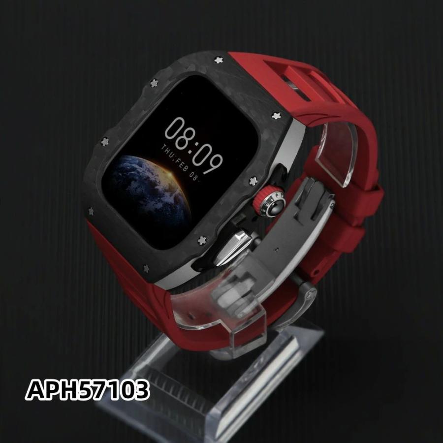 送料無料 apple watch s11 バンド Apple Watch S11バンド Apple watch 11 交換用バンド 46mm Apple Watch S11 42mm 炭素繊維一体型 バンド レザーストラッ_5