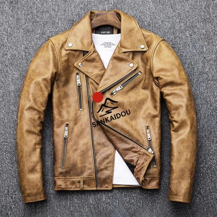 S~4XL 本革ジャケット 牛革 男レザージャケット フライトジャケット メンズ 本革 革ジャン ヴィンテージ加工 バイクジャケット 男性 ライダースジャケット ライの画像