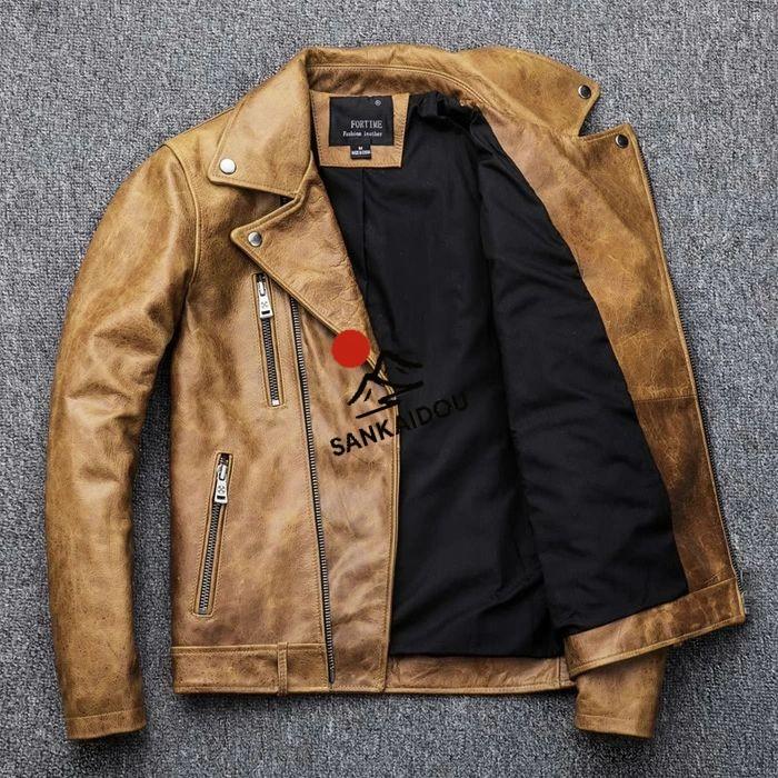 S~4XL 本革ジャケット 牛革 男レザージャケット フライトジャケット メンズ 本革 革ジャン ヴィンテージ加工 バイクジャケット 男性 ライダースジャケット ライの画像