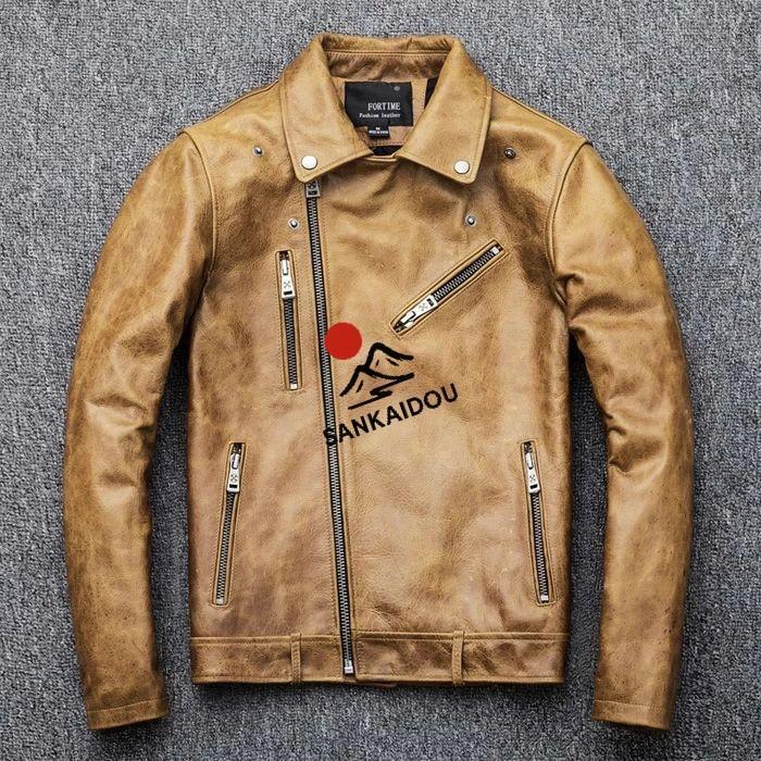 S~4XL 本革ジャケット 牛革 男レザージャケット フライトジャケット メンズ 本革 革ジャン ヴィンテージ加工 バイクジャケット 男性 ライダースジャケット ライの画像