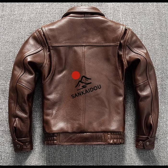 S~5XL 本革ジャケット 牛革 メンズ 厚手 アウター レザージャケットフライトジャケット ポケット付き 本革 革ジャン バイクジャケット 男性 ライダースジャケッの画像