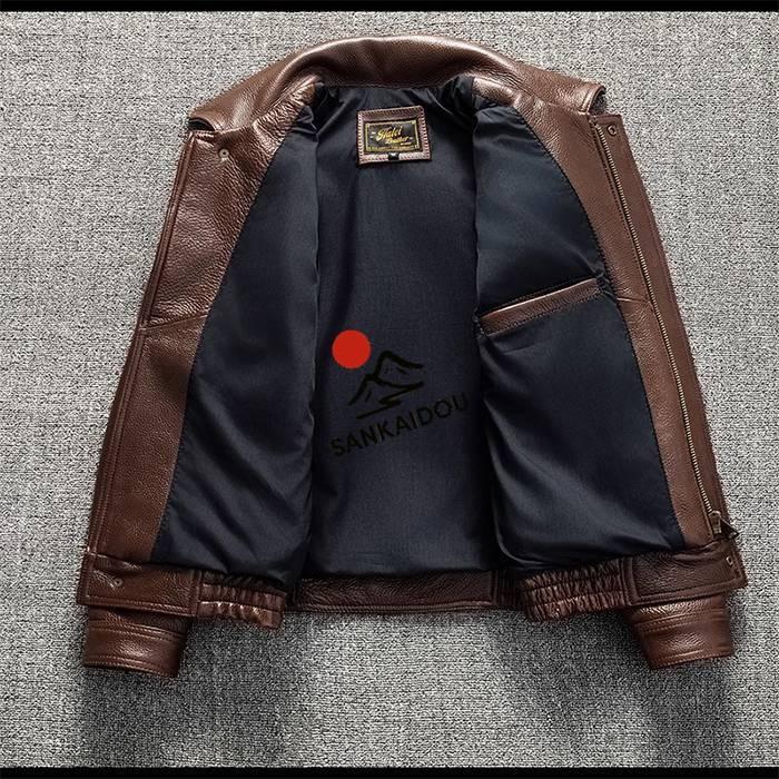 S~5XL 本革ジャケット 牛革 メンズ 厚手 アウター レザージャケットフライトジャケット ポケット付き 本革 革ジャン バイクジャケット 男性 ライダースジャケッの画像