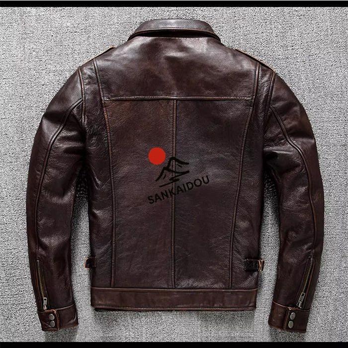 M~6XL 高級感 本革ジャケット メンズ 牛革 M-65 ヴィンテージ加工 レザージャケット 折襟 フライトジャケット 革ジャン バイクジャケット 男性 ライダースジャケの画像