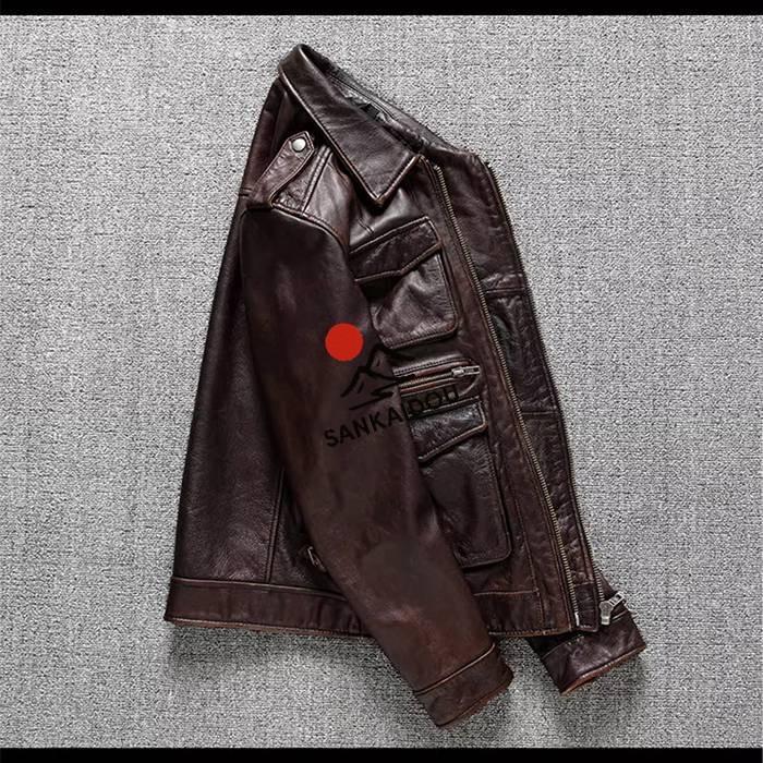 M~6XL 高級感 本革ジャケット メンズ 牛革 M-65 ヴィンテージ加工 レザージャケット 折襟 フライトジャケット 革ジャン バイクジャケット 男性 ライダースジャケの画像