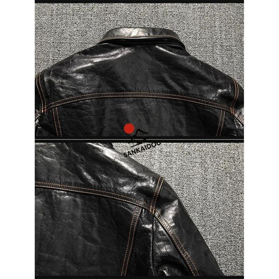M~5XL 羊革ジャケット メンズ ライダースジャケット ライダース メンズ 折襟 細身 本革ジャケット メンズ ダブルライダース シングルライダース アウタ 革ジャの画像