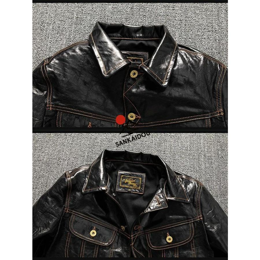 M~5XL 羊革ジャケット メンズ ライダースジャケット ライダース メンズ 折襟 細身 本革ジャケット メンズ ダブルライダース シングルライダース アウタ 革ジャの画像