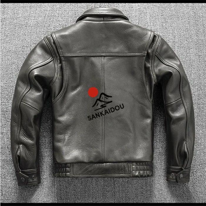 S~5XL 本革ジャケット 牛革 メンズ 厚手 レザージャケットフライトジャケット ポケット付き 本革 革ジャン バイクジャケット オイルワックス加工 ライダースジャの画像