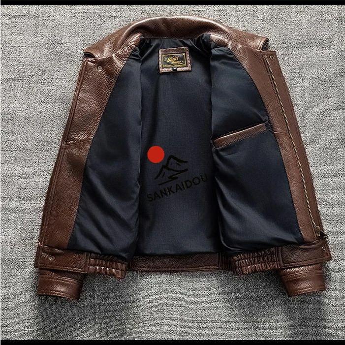 S~5XL 本革ジャケット 牛革 メンズ 厚手 レザージャケットフライトジャケット ポケット付き 本革 革ジャン バイクジャケット オイルワックス加工 ライダースジャの画像