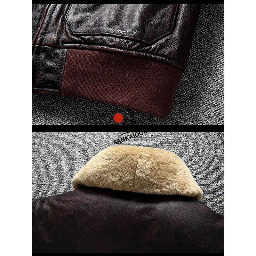 S~6XL フライトジャケット メンズ 本革ジャケット 牛革 厚手 ファー襟 本革 刺繍 バイクジャケット レザージャケット アウター 男性 ライダースジャケット ライの画像