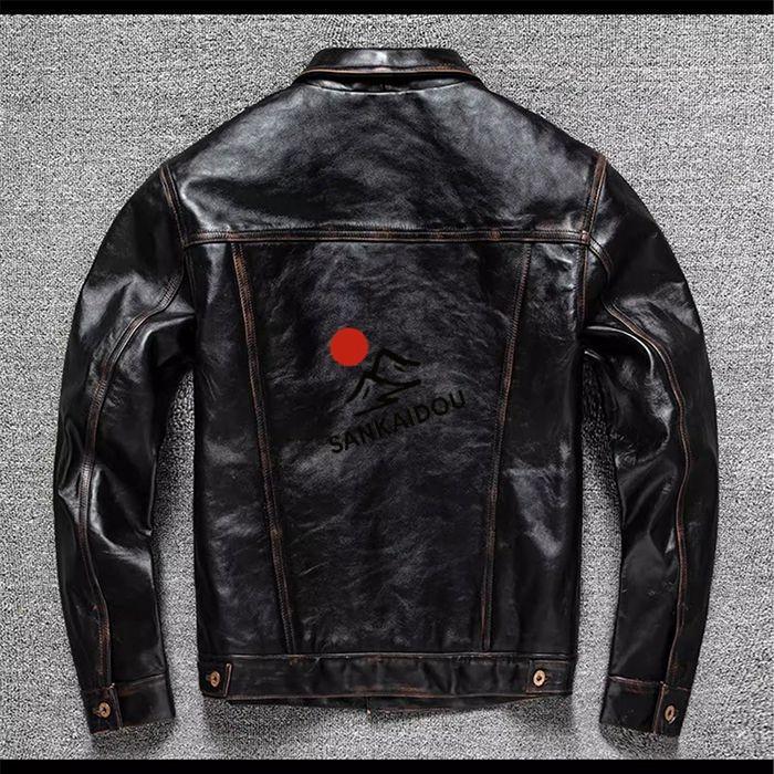 S~5XL 本革ジャケット 馬革 メンズ 高級感 レザージャケット フライトジャケット ホースレザー 革ジャン バイクジャケット 男性 おしゃれ ライダースジャケットの画像
