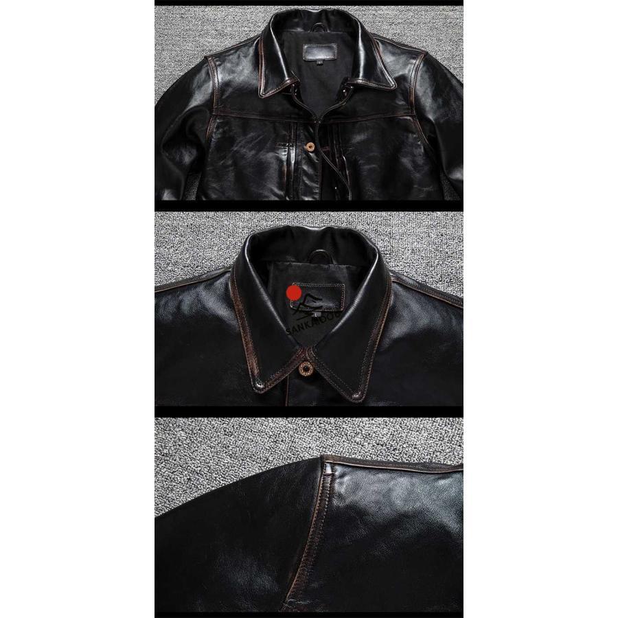 S~5XL 本革ジャケット 馬革 メンズ 高級感 レザージャケット フライトジャケット ホースレザー 革ジャン バイクジャケット 男性 おしゃれ ライダースジャケットの画像