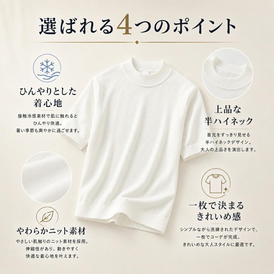 Tシャツ メンズ 半袖 夏 ニットTシャツ モックネック 接触冷感 無地