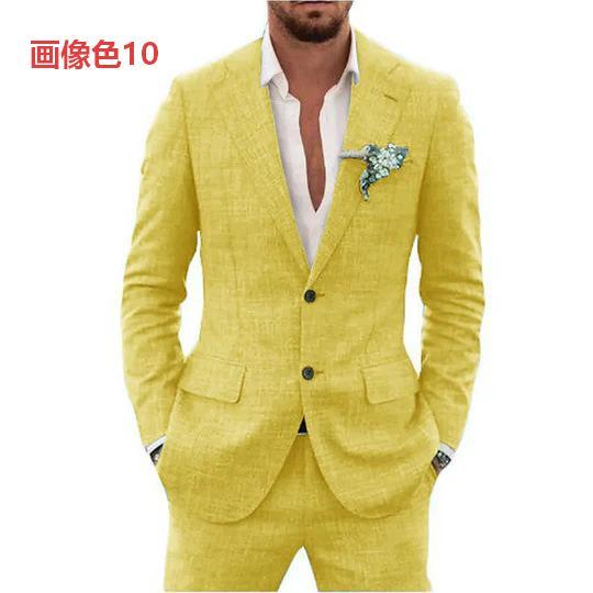 スーツ メンズ リネンスーツ セットアップ 麻混 ジャケット スラックス