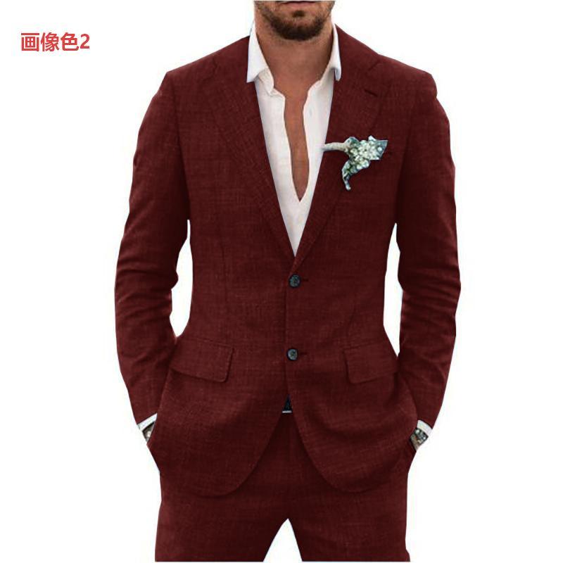 スーツ メンズ リネンスーツ セットアップ 麻混 ジャケット スラックス