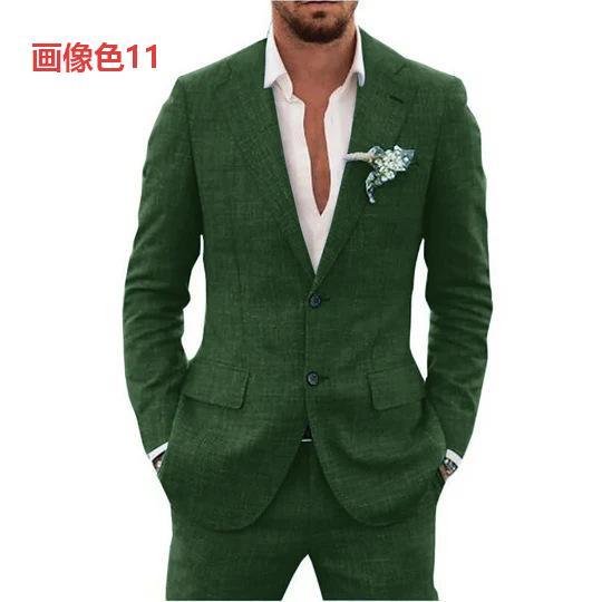 スーツ メンズ リネンスーツ セットアップ 麻混 ジャケット スラックス