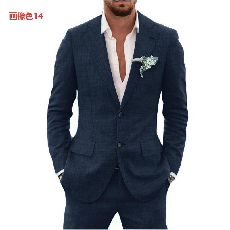 スーツ メンズ リネンスーツ セットアップ 麻混 ジャケット スラックス