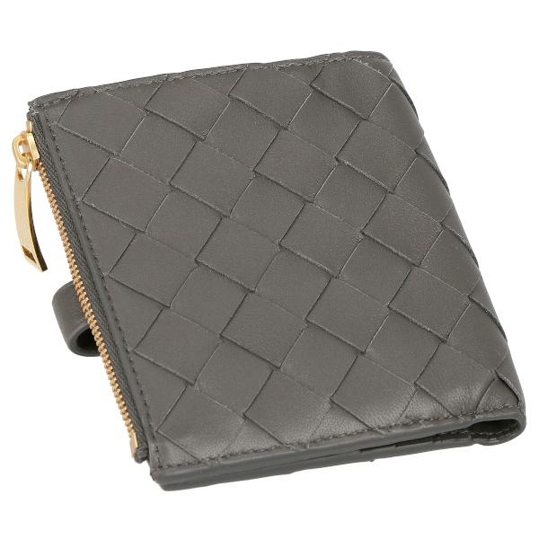ボッテガヴェネタ BOTTEGA VENETA 折財布 二つ折り財布 ミニ財布 レディース イントレチャート レザー 600270 VCPP3 1408 ダークグレー プレゼントの画像