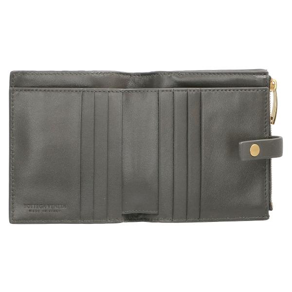 ボッテガヴェネタ BOTTEGA VENETA 折財布 二つ折り財布 ミニ財布 レディース イントレチャート レザー 600270 VCPP3 1408 ダークグレー プレゼントの画像