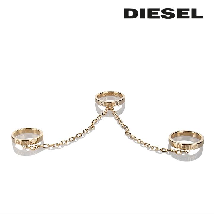 DIESEL（ディーゼル） DIESEL 3連チェーンリング 指輪 レディース ロゴ 