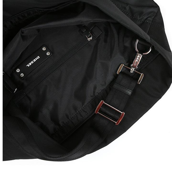 DIESEL 黒トートバッグ ショルダーストラップ クラッチバッグ DIESEL ディーゼル トートバッグ 鞄 メンズ レディース 男女兼用