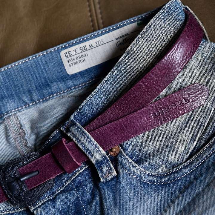 DIESEL ディーゼル ナローレザーベルト レディース ヴィンテージ
