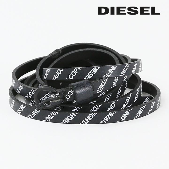 DIESEL ディーゼル ベルト B-DLOGOバックル レザー ロゴ ナロー DIESEL（ディーゼル） レザーナローベルト レディース 牛革 本革