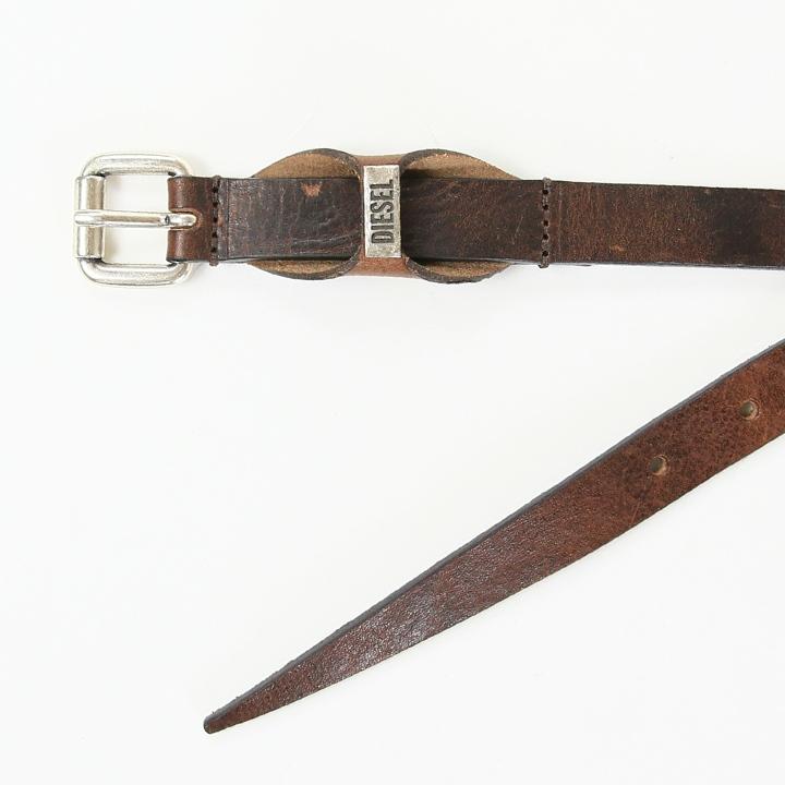DIESEL ディーゼル 二重巻きレザーナローベルト レディース 牛革