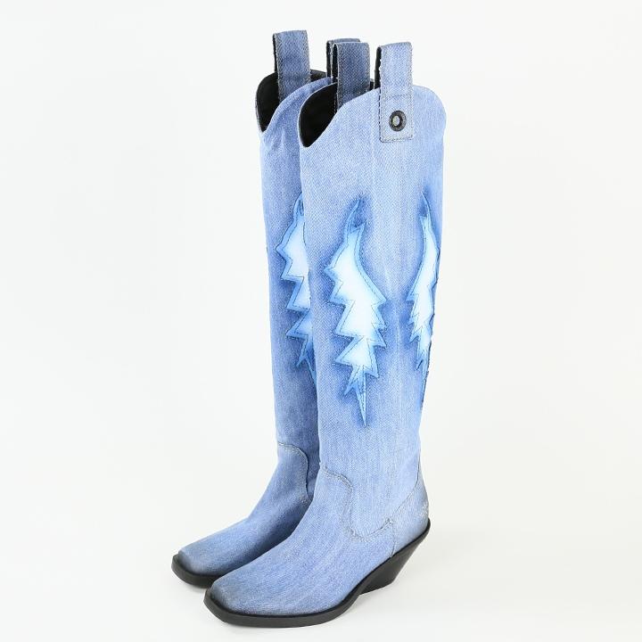 ディーゼル　DIESEL デニムロングブーツ DIESEL(ディーゼル) ウエスタンデニムロングブーツ インディゴ