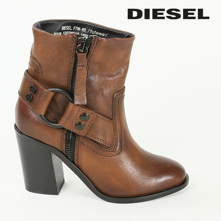 未使用品 DIESEL 24cm レザーショートブーツ 希少モデル】DIESEL ディーゼル パンチング シボ革 レザーブーツ