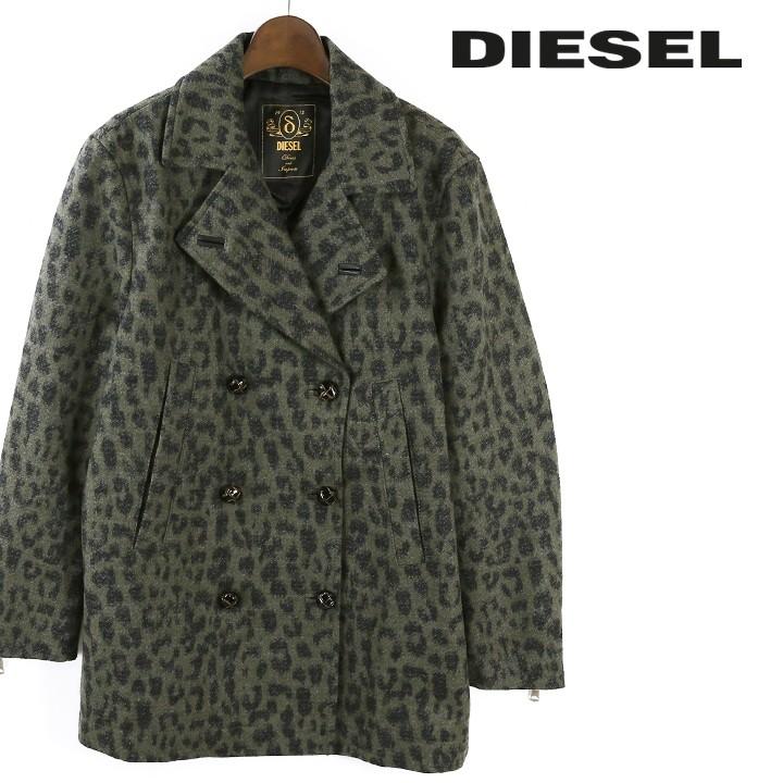 DIESEL ディーゼル☆L-LEO レオパードダッフルコート☆S 日本M DIESEL ディーゼル 長袖シャツ メンズ ヒョウ柄 レオパード柄