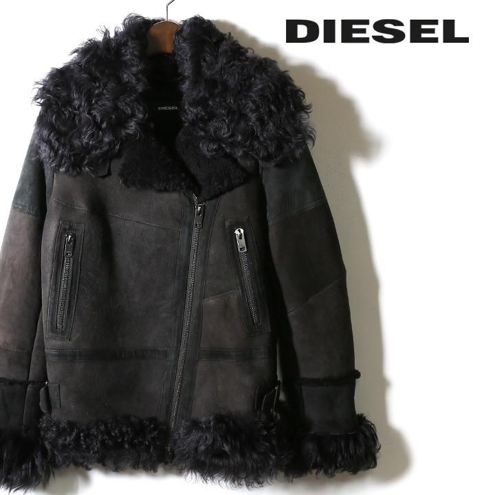 新品 即決 ディーゼル メンズ ラムレザー ジャケット L ブラック DIESEL アウター ムートン ブルゾン ダメージ加工 baliska