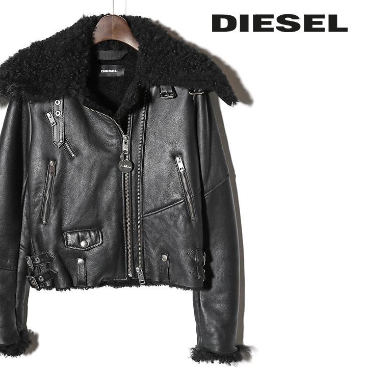 DIESEL ライダース　ショート丈 DIESEL ディーゼル レザーライダースジャケット レディース 羊革